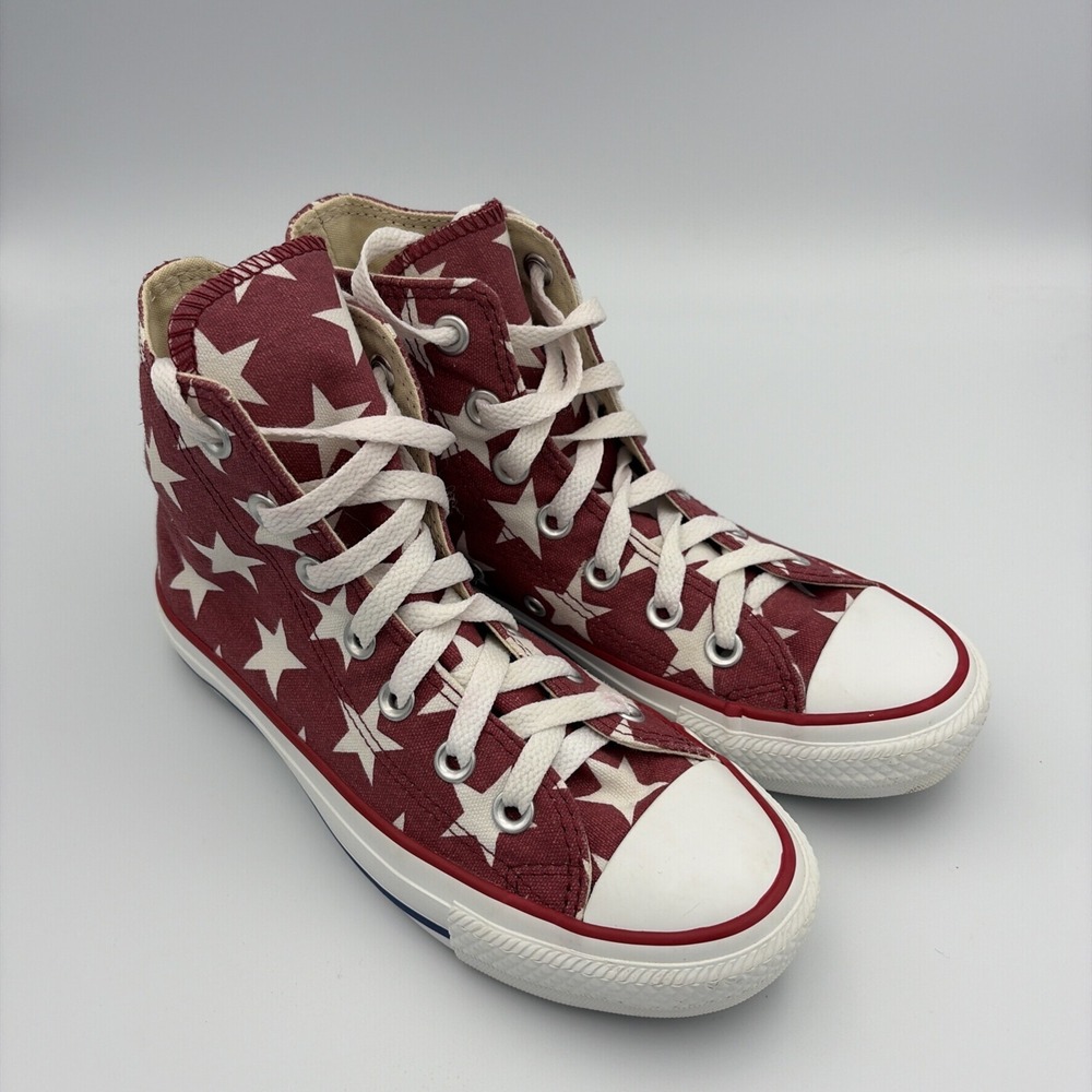 Converse All Star Chuck Taylor High Top Sneakers Youth Size 3 Black Red Stars - Picture 5 of 15
